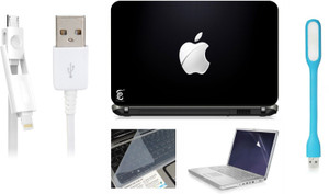 Print Shapes Cut Apple Laptop Skin with Screen Guard ,Key Guard,Usb led and Charging Data Cable Combo Set