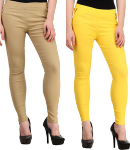 Magrace Women's Beige, Yellow Jeggings
