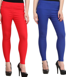Magrace Women's Red, Blue Jeggings