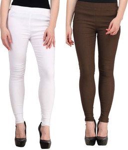 Magrace Women's White, Brown Jeggings