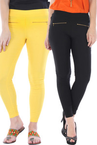 Bitterlime Women's Black, Yellow Jeggings