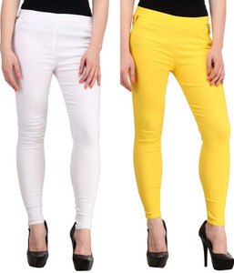 Magrace Women's Yellow, White Jeggings