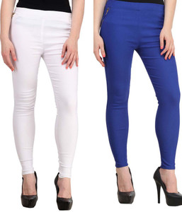 Magrace Women's White, Blue Jeggings