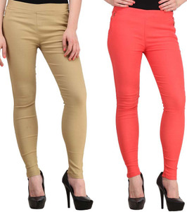 Magrace Women's Beige, Orange Jeggings