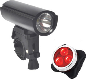 Dark Horse Imported Bicycle 1 Watt LED Aluminium Alloy Front Light & 3 LED 4 Mode USB Rechargeable Rear Light Combo LED Front Rear Light Combo