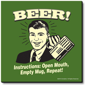 bCreative Beer! Instructions: Open Mouth, Empty Repeat! Fridge Magnet, Door Magnet