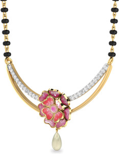 WearYourShine by PC Jewellers PC Jeweller The Azrael Diamond Yellow Gold Mangalsutra Tanmaniya