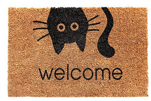 Onlymat Coir Door Mat Funny Cat Welcome Designbeige Medium