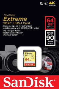 SanDisk 4K 64 GB Extreme HD Video Class 10 90 MB/s Memory Card