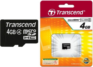 Transcend SDHC 4 GB MicroSD Card Class 4 4 MB/s Memory Card