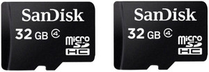 SanDisk Standard 2 Pcs Combo 32 GB MicroSDHC Class 4 24 MB/s Memory Card