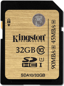 Kingston 32 GB SDHC Class 10 90 MB/S Memory Card