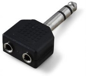 Prodx 6.3mm Male Stereo Pin To dual 3.5mm Female Jack Splitter pack of-2pes Connector