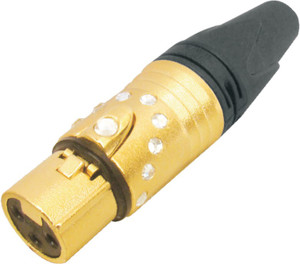MX XLR 3 PIN MICROPHONE FEMALE WITH SWAROVSKI CRYSTALS FULL GOLD PLATED Connector