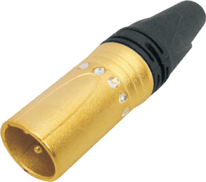 MX XLR 3 PIN MIC MALE WITH SWARVOSKI CRYSTALS - FULL GOLD PLATED Connector