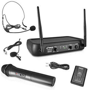 Pyle PDWM2140 VHF Wireless Microphone System, Handheld Mic, Bodypack, Headset/Lavalier Mics, Fixed Frequency Microphone