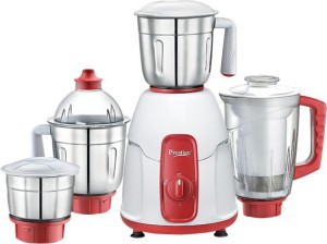 prestige elegant mixer 750 w mixer grinder(white and red, 4 jars)