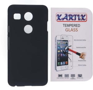 Kartik Rubberized Hard Back Cover For LG Google Nexus 5X With Tempered Glass Accessory Combo