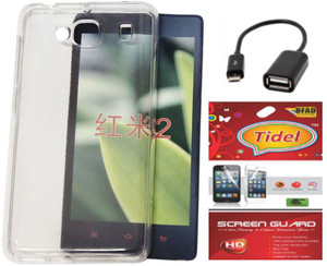 Tidel Silicon Soft Back Cover For Xiaomi Redmi 2 WITH Tidel SCREEN GUARD & MICRO OTG CABLE Accessory Combo