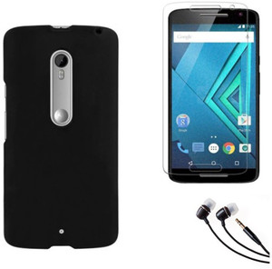 Aoris Hard Back Cover For Motorola Moto X Play With Ultra Clear Screen Guard & 3.5mm Earphone Accessory Combo