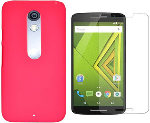 Spicesun Premium PINK BACK COVER with Screen guard for Motorola Moto X play Accessory Combo