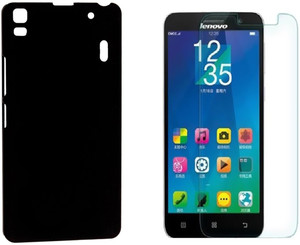 Spicesun Premium Hard BLACK Back Cover with Screen Guard For Lenovo A7000 Accessory Combo