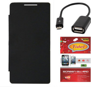 Tidel Sony Xperia Z4 Flip Cover with OTG Cable & Screen Guard Accessory Combo