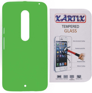 Kartik Rubberized Hard Back Cover For Motorola Moto X Play With Tempered Glass Accessory Combo