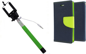Ape Diary Cover and Aux Selfie Stick for Microsoft Lumia 535 Accessory Combo