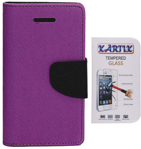Kartik Wallet Fancy Dairy Case For Sony Xperia C5 With Tempered Glass Accessory Combo