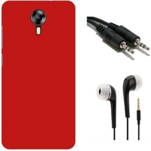 Tidel Red Ultrathin Matte Finish Rubbrised Back Cover For Meizu M2 Note With 3.5mm Handsfree Earphone & Aux Cable Accessory Combo