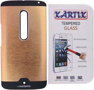 Kartik Motomo Back Cover for Motorola Moto X Play With Tempered Glass Accessory Combo