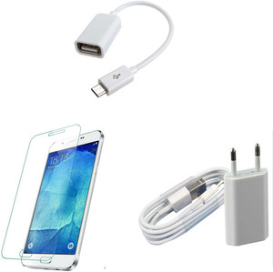Akira COMBO OF charger+tempered glass+ OTG CABLE FOR SAMSUNG GALAXY ALPHA-WHITE Accessory Combo