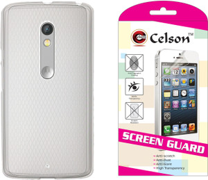 Celson Motorola Moto X Play Back Cover with 1 Screen Guard Accessory Combo