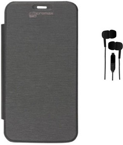 Tidel Flip cover for Micromax Canvas Knight Cameo A290 with 3.5mm Stereo Earphones Accessory Combo