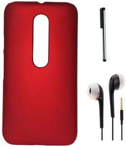 Tidel Red Ultra Thin and Stylish Rubberized Back Cover For Motorola Moto X PLAY With Credit Card & Stylus Accessory Combo