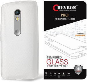 Chevron Crystal Clear Case Soft Flexible TPU Back Cover for Moto X Play with Pro+ Tempered Glass Accessory Combo