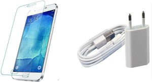 SYL COMBO OF charger AND tempered glass FOR SAMSUNG GALAXY ALPHA-WHITE Accessory Combo