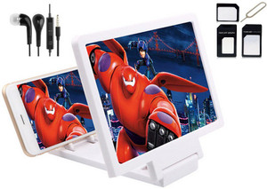 Edge Plus Mobile 3D Enlarged screen,EARPHONES AND SIM CARD ADAPTER Accessory Combo