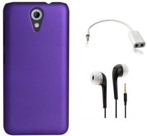 Tidel Purple Ultrathin Matte Finish Rubbrised Back Cover For Meizu M2 With 3.5mm Handsfree Earphone & Audio Spliter Accessory Combo