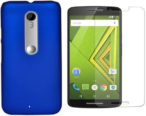 Foneys Premium BLUE BACK COVER with Screen guard for Motorola Moto X play Accessory Combo