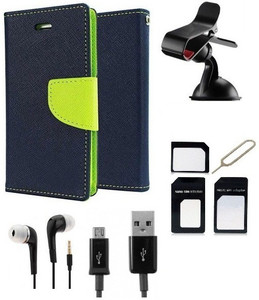 Edge Plus Samsung Galaxy J7 Wallet Case,Mobile Stand,Sim Card Adapter ,data cable and earphones Accessory Combo