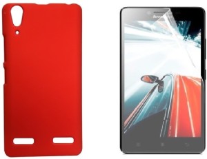 Spicesun Premium Hard RED Back Cover with Screen Guard For Lenovo A6000 Plus Accessory Combo