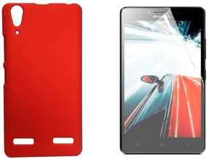 Spicesun Premium Hard RED Back Cover with Screen Guard For Lenovo A6000 Plus Accessory Combo