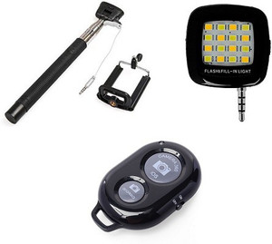 Techvik Selfie Stick Accessory Combo for All SmartPhones And Tablets