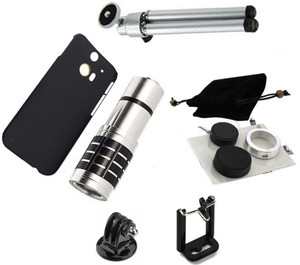 Smiledrive Mobile Phone Lens Accessory Combo for HTC One Mi9 12x Optical Zoom with Universal Mini Tripod, Smartphone Holder & Gopro Attachment