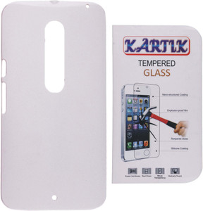 Kartik Rubberized Hard Back Cover For Motorola Moto X Play With Tempered Glass Accessory Combo