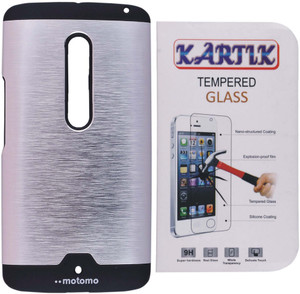 Kartik Motomo Back Cover for Motorola Moto X Play With Tempered Glass Accessory Combo