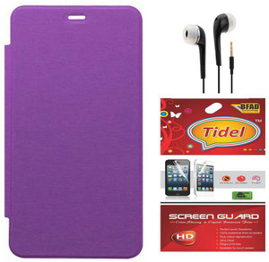 Tidel Flip Cover For Motorola Moto G (3rd Gen) WITH Tidel SCREEN GUARD & 3.5MM HANDSFREE EARPHONE Accessory Combo