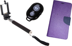Ape Diary Cover and Selfie Stick for Apple iPhone 4 Accessory Combo